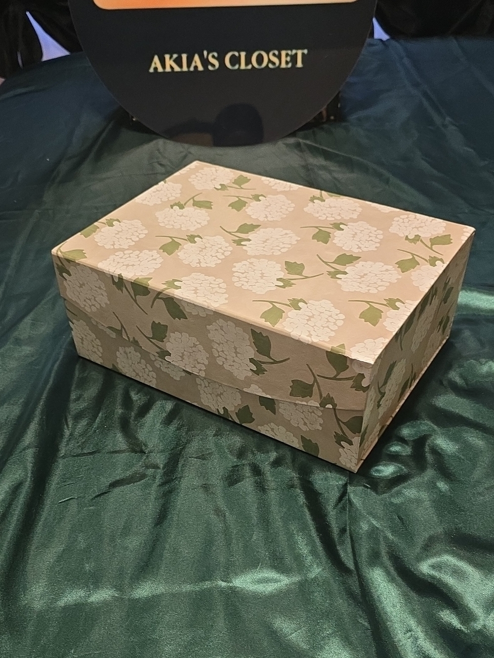 Beige Floral Decorative Storage Box